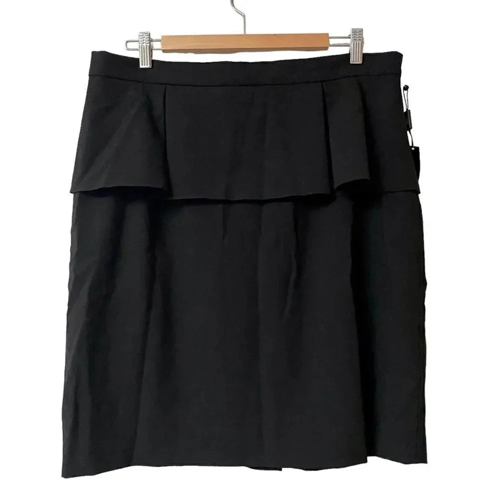 Tahari Arthur S Levine NWT Black Ruffle Pencil Skirt Size 16 Career Office